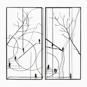 Raphael Scorbiac, Diptychon mit Bäumen, 2011, Metallskulptur