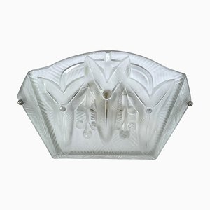 Art Deco Wall Light in Glass by Noverdy, 1930s
