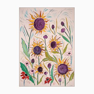 Romina Milano, Summer Sunflower, 2023, Acrylic on Paper