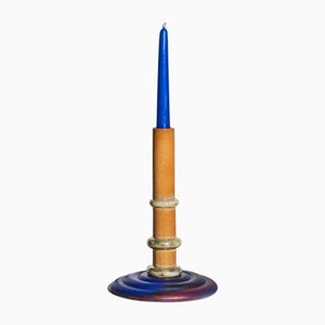 Orange Blue Luster Candleholder by Ceramiche Lega