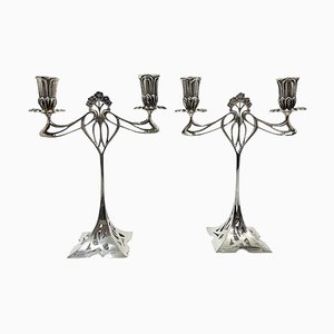 Candelabros modernistas de plata esterlina