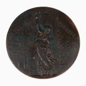 Bronze Medallion Courage Fatherland Morality Alphée Dubois After H. Chapu