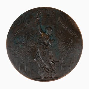 Medaglione di bronzo Coraggio Patria Moralità Alphée Dubois Dopo H. Chapu