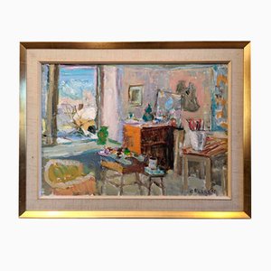 Home Studio, 1950s, Oil on Canvas, Framed