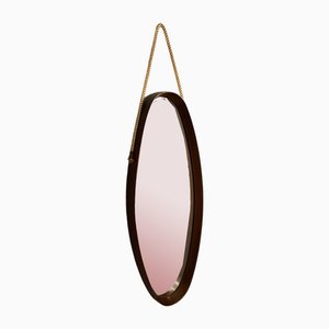 Vintage Oval Mirror with Teak Frame, 1960s