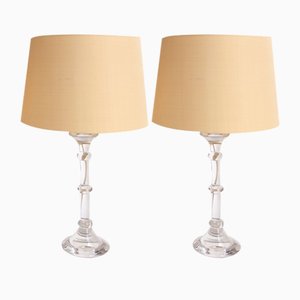 Mouth-Blown Table Lamps with Cream Lampshades by Ingo Maurer, 1960s, Set of 2