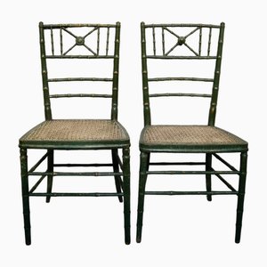 Antique French Napoleon III Faux Bamboo Opera Chairs, 1840, Set of 2