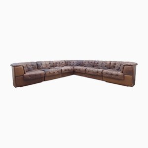 DS 11 Corner Modular Sofa in Brown Leather from de Sede, 1960s, Set of 7