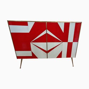 Credenza con ante in vetro, anni '90