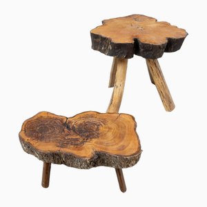 Table Basse Brutaliste en Orme, 1960, Set de 2