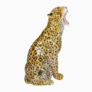 Escultura de cerámica grande de leopardo, Italia, años 60