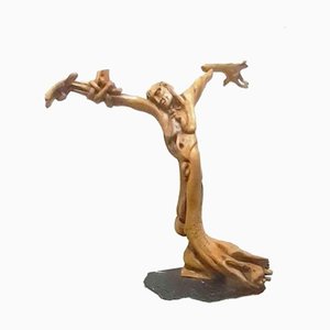Tiburzi, Escultura de Cristo grande, madera de olivo, años 20
