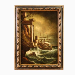 Italian Artist, Seascape, 20th Century, Oil on Canvas, Framed