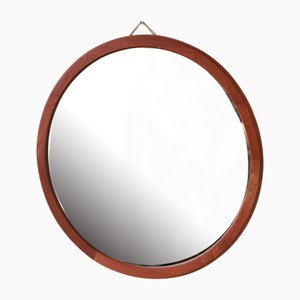 Specchio rotondo con cornice in teak, anni '60