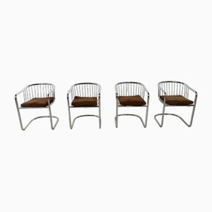 Vintage Cantilever Dining Chairs in Chrome, 1970s, Set of 4