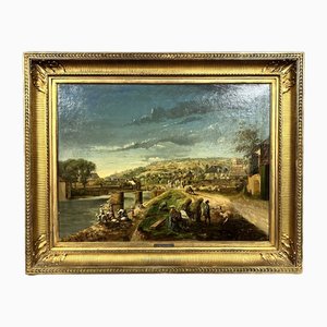 Artista di scuola francese, Riverbank, Fine 1800, Olio su tela