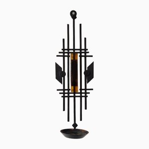 Sculptural Iron and Orange Glass Candle Sconce from Dantoft, 1960s