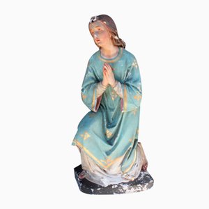 Statue de Femme en Prière Antique en Plâtre Patiné