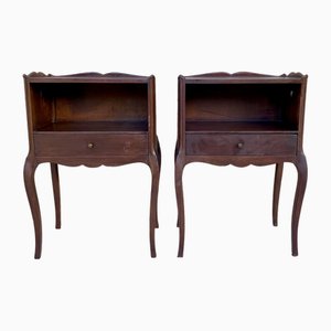 French Louis XV Style Walnut Nightstands, 1960s, Set of 2