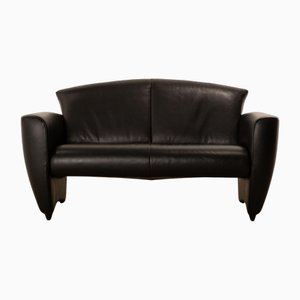 Jori Schwarzes Zwei-Sitzer Sofa aus Leder