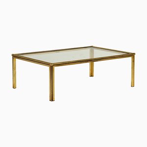 Vintage Coffee Table in Brass and Glass, 1980s