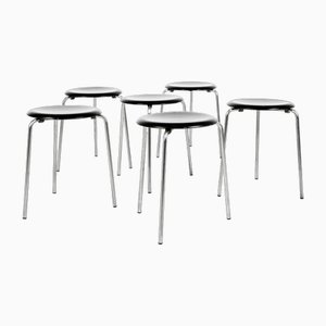 Sgabelli Mid-Century neri di Arne Jacobsen per Fritz Hansen, 1964, set di 6