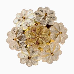 Glass and Brass Floral Wall Light from Ernst Palme, 1970s