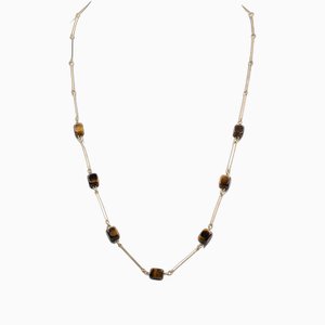8 Karat Gold Necklace with Tiger Eye Stones, 1970s