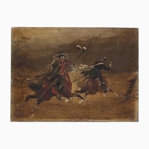 Christian Sell, German Military Scene, Painting on Panel, 19th Century