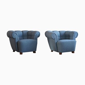 Danish Modern Art Deco Lounge Chairs in Bouclé, Set of 2