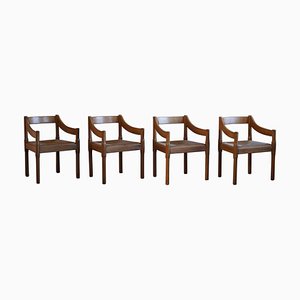 Italian Modern Carimate Chairs attributed to Vico Magistretti for Cassina, 1970s, Set of 4