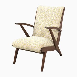 Vintage Sessel aus Holz & Stoff, 1950er