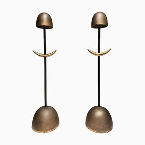 Lámparas de mesa modernistas de bronce de Mies & Van Gessel para Qausar, 2000. Juego de 2