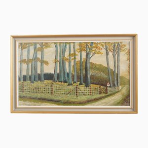Scandinavian Artist, The Road to the Forest, 1960s, Oil on Canvas, Framed
