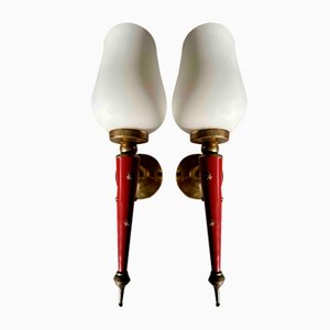 French Neoclassical Wall Sconces in the style of Maison Arlus, Set of 2