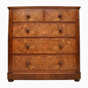 Large Victorian Burr Walnut Chest of Drawers, 1860s