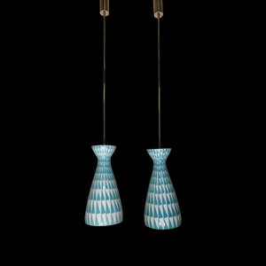Glas Deckenlampen, Italien, 1950er, 2er Set