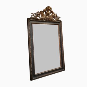 Gilded Wood Bevelled Mirror with Carved Dragon Pediment, Late 19th Century