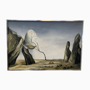 Renate Persuhn, Surrealistische Landschaft, Öl auf Leinwand, 1984