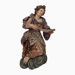 Artista barroco, ángel con pergamino, siglo XVIII, madera