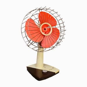 Ventilador de aire eléctrico industrial portátil de plástico naranja, Portugal, años 80