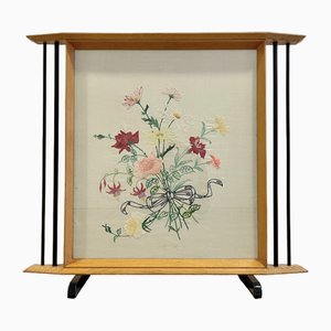 Mid-Century Fire Screen with Embroidery