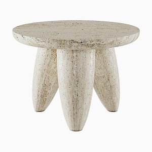 Lunarys Medium Side Table Natural Beige Limestone by HOMMÉS Studio