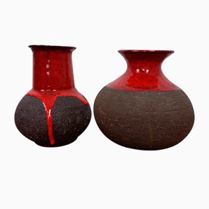 Danish Lava Ceramic Vases by Lehmann, 1960s, Set of 2