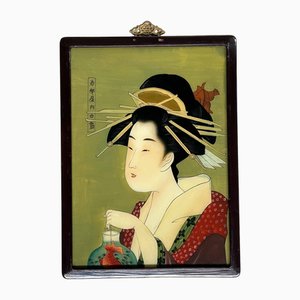 Ukiyo-e Reverse Glass Painting of Koi, Shōwa Era