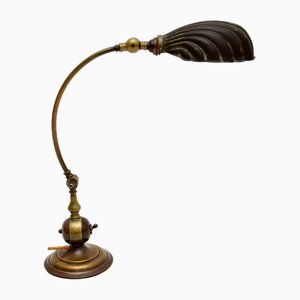 Brass Clam Shell Bankers Desk Lamp, 1920s