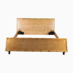 Large Vintage Bamboo and Brass Bed from Dal Vera, 1970s