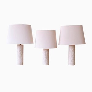 Mid-Century Modern Travertine Table Lamps, Italy, 1960s, Set of 3