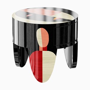 Marpha Nachttisch aus schwarzem Holz mit geometrischem Muster von HOMMÉS Studio