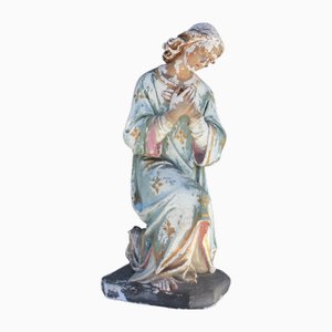 Antique Plaster Sculpture of Praying Woman, 1890s